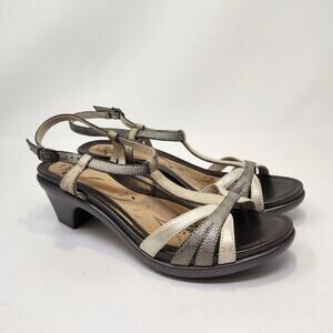 Abeo Georgie Metallic T Strap Mid Heel Sandals Women Size 10 N Comfort Shoes
